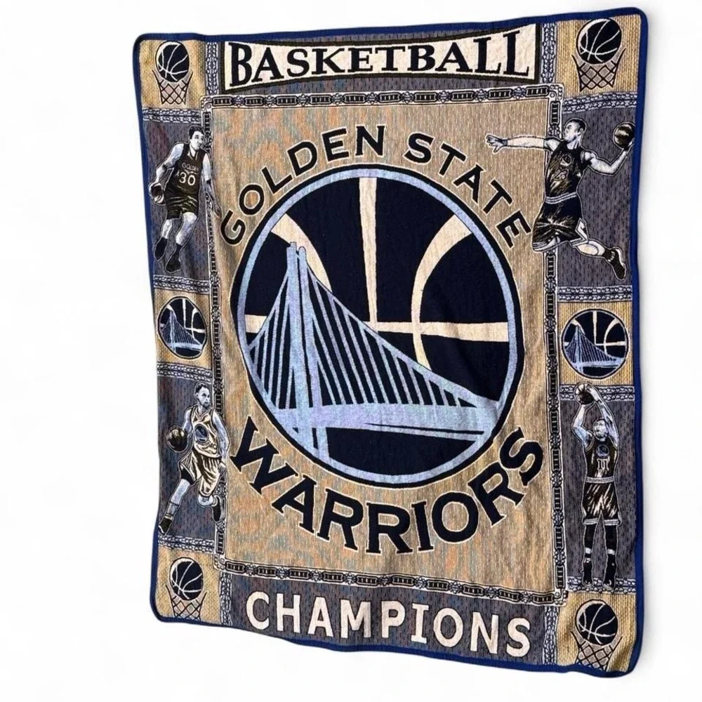 RARE NBA Golden‎ State Warriors Champions Heavy Blanket 90x73 Blue&Yellow  #A10